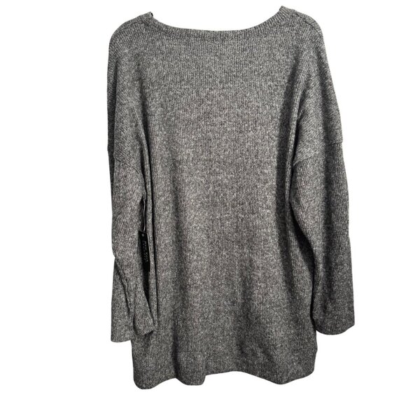 New York Laundry Womens Grey Knit V-Neck Sweater Size 2X With Button Sleeve Deta - Picture 12 of 12